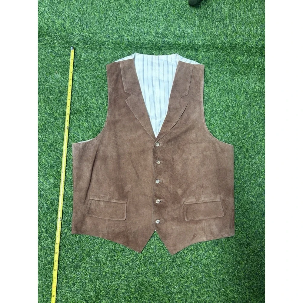 Vintage 1818 Brooks Brothers Vest Men's: XL Tan Brown Wool 80S Waistcoat